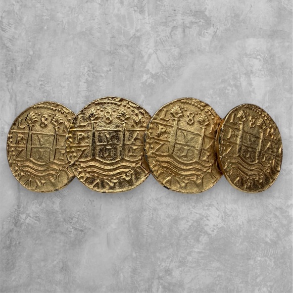 Vintage Accessories - Vintage 8 Spanish/ Peru Gold Coins Hair Clip